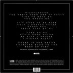 Black album cover with white text listing song titles and release details.