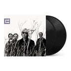 Vinyl record with a black and white album cover featuring four people in a natural setting.