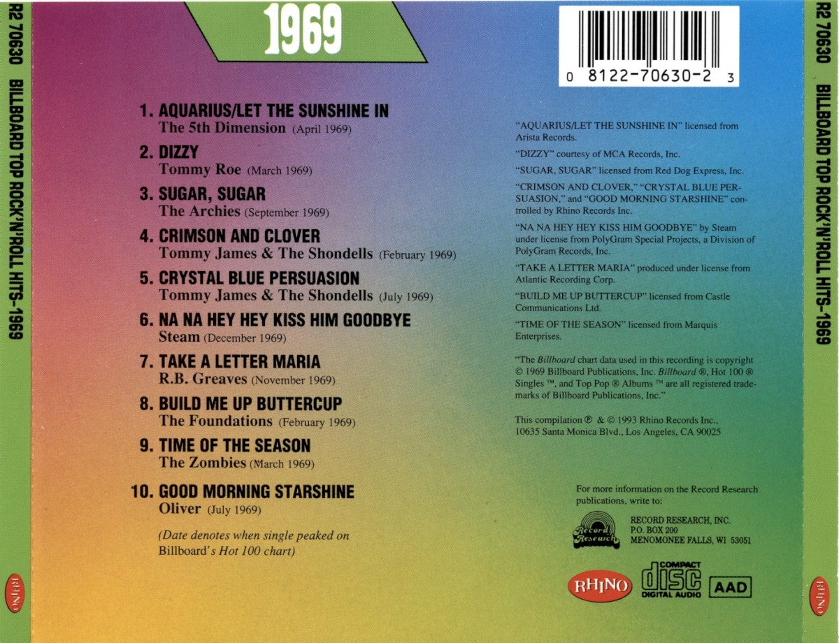 Billboard Top Rock 'n' Roll Hits - 1969 (CD)