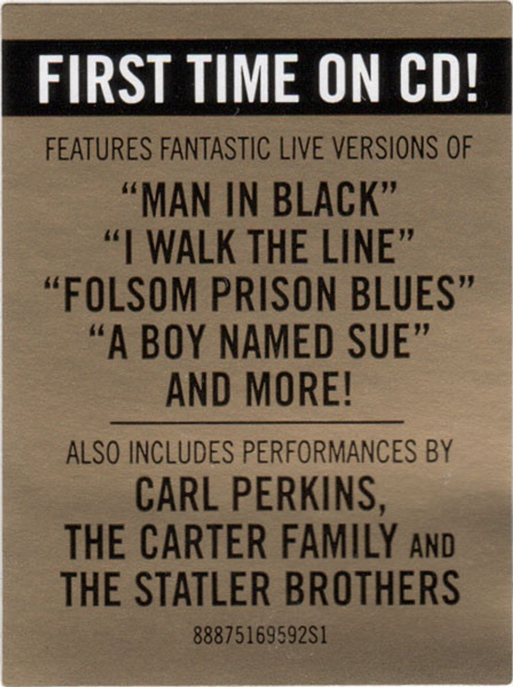 Johnny Cash – Man in Black: Live in Demark 1971 (CD)