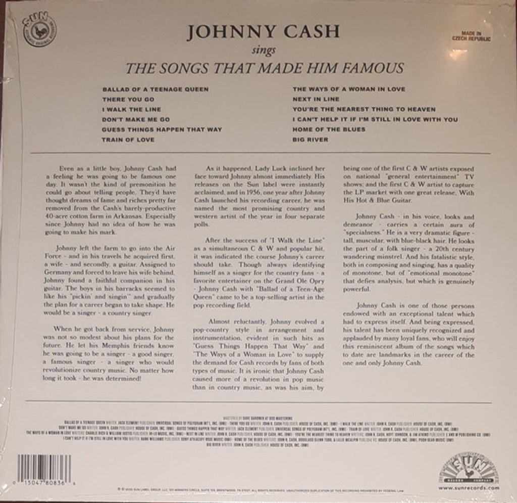 Johnny Cash – Sings The Songs That Made Him Famous (Remastered Orange LP Vinyl)