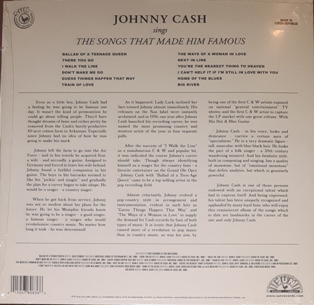 Johnny Cash – Sings The Songs That Made Him Famous (Remastered Orange LP Vinyl)