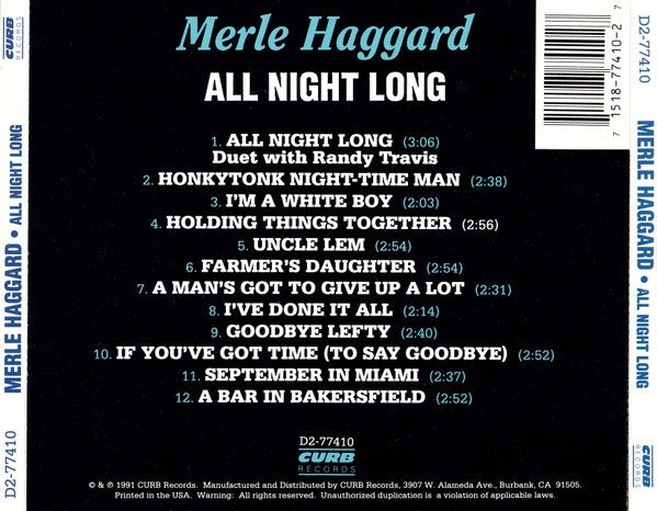 Merle Haggard – All Night Long (CD)