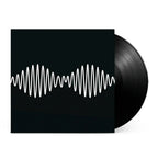 Black Vinyl Record with Wavy Sound Lines on White
