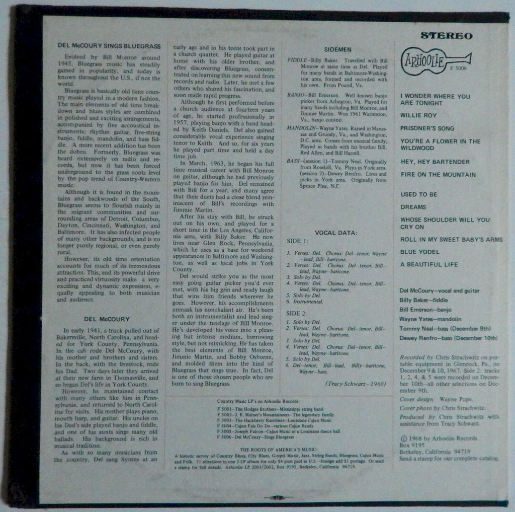 Del Mccoury – Del McCoury Sings Bluegrass (LP Vinyl)