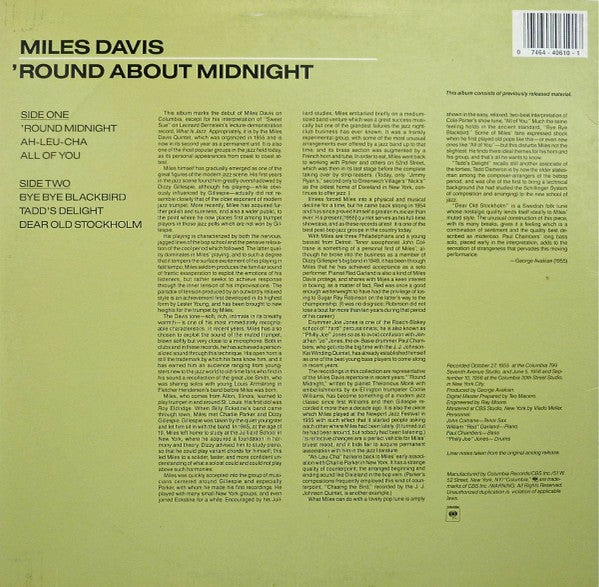 Miles Davis – 'Round About Midnight (Mobile Fidelity LP Vinyl)