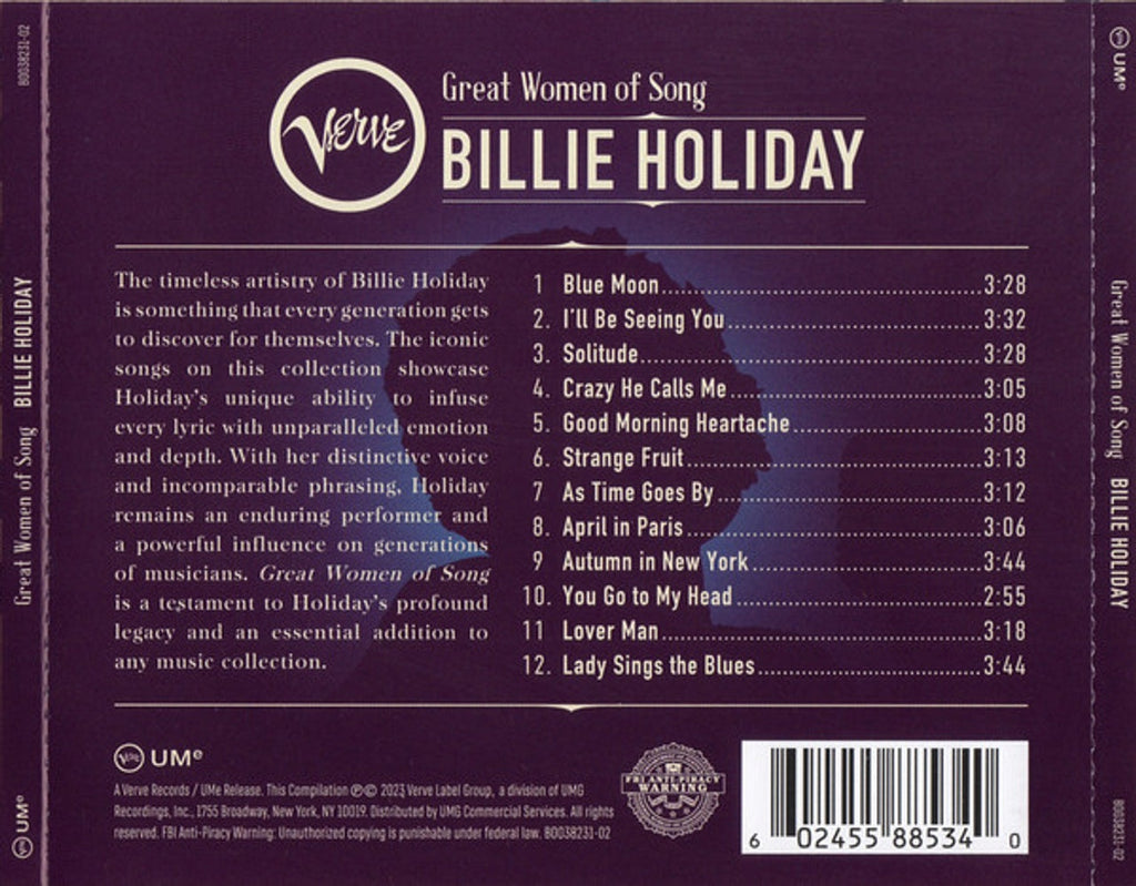 Billie Holiday – Great Women Of Song: Billie Holiday (CD)