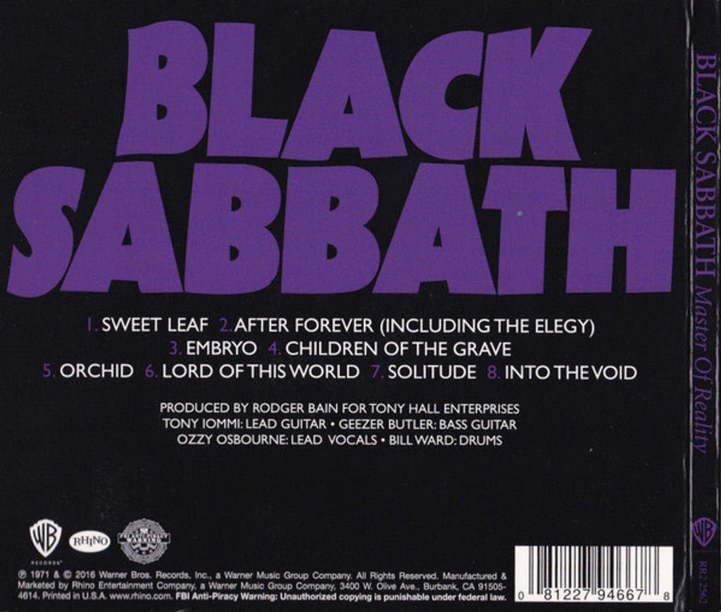 Black Sabbath – Master Of Reality (CD)