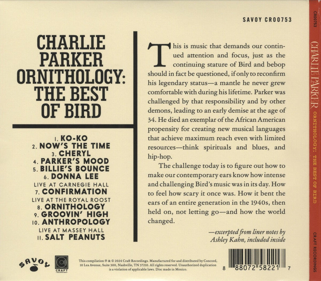 Charlie Parker – Ornithology: The Best Of Bird (CD)