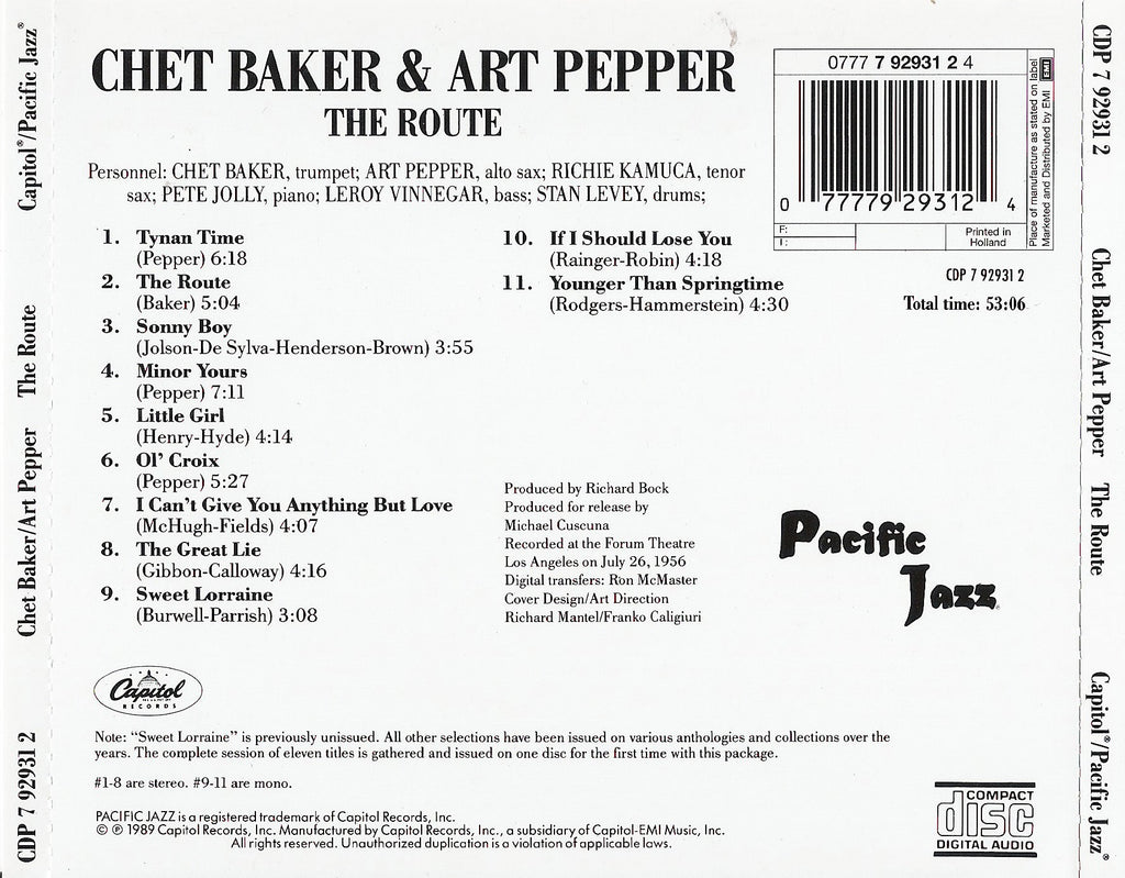 Chet Baker & Art Pepper – The Route (CD)