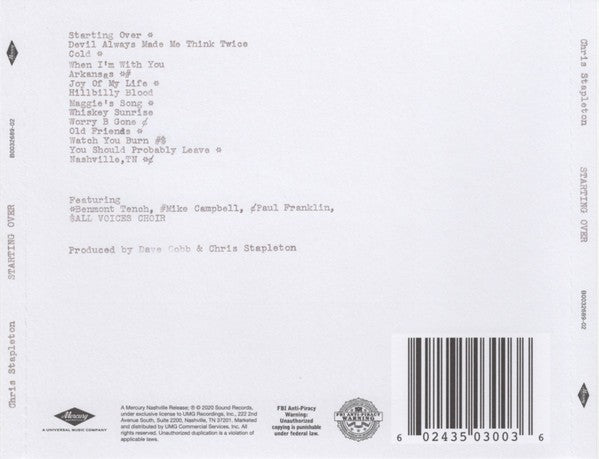 Chris Stapleton – Starting Over (CD)