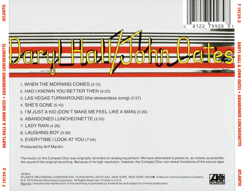 Daryl Hall & John Oates – Abandoned Luncheonette (CD)