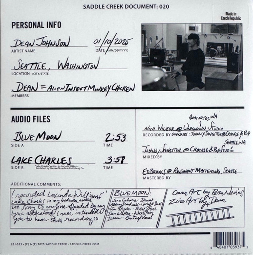 Dean Johnson – Blue Moon b/w Lake Charles (LP Vinyl)