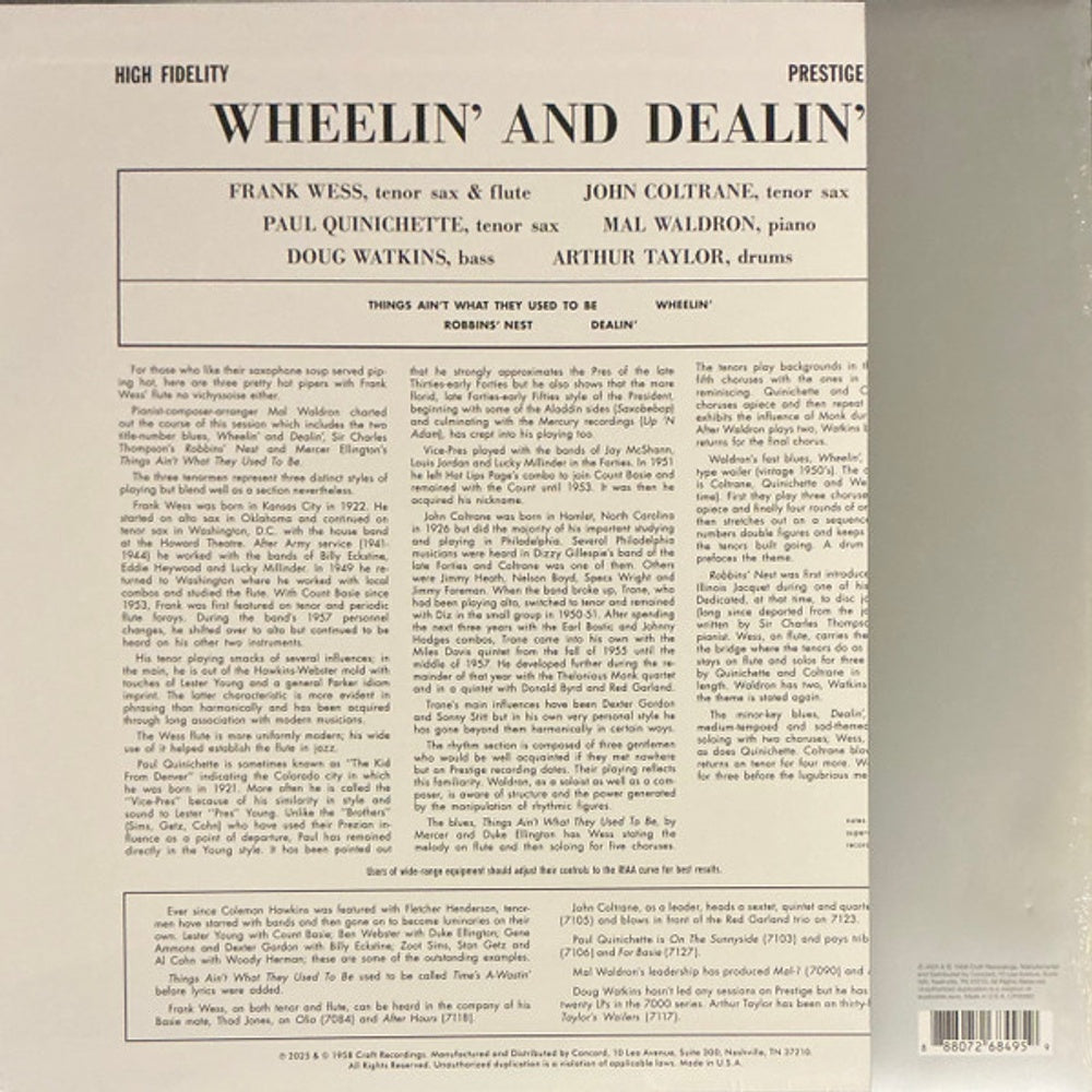 Frank Wess, John Coltrane, & Paul Quinichette – Wheelin' And Dealin' (Original Jazz Classics Series) - (LP Vinyl)