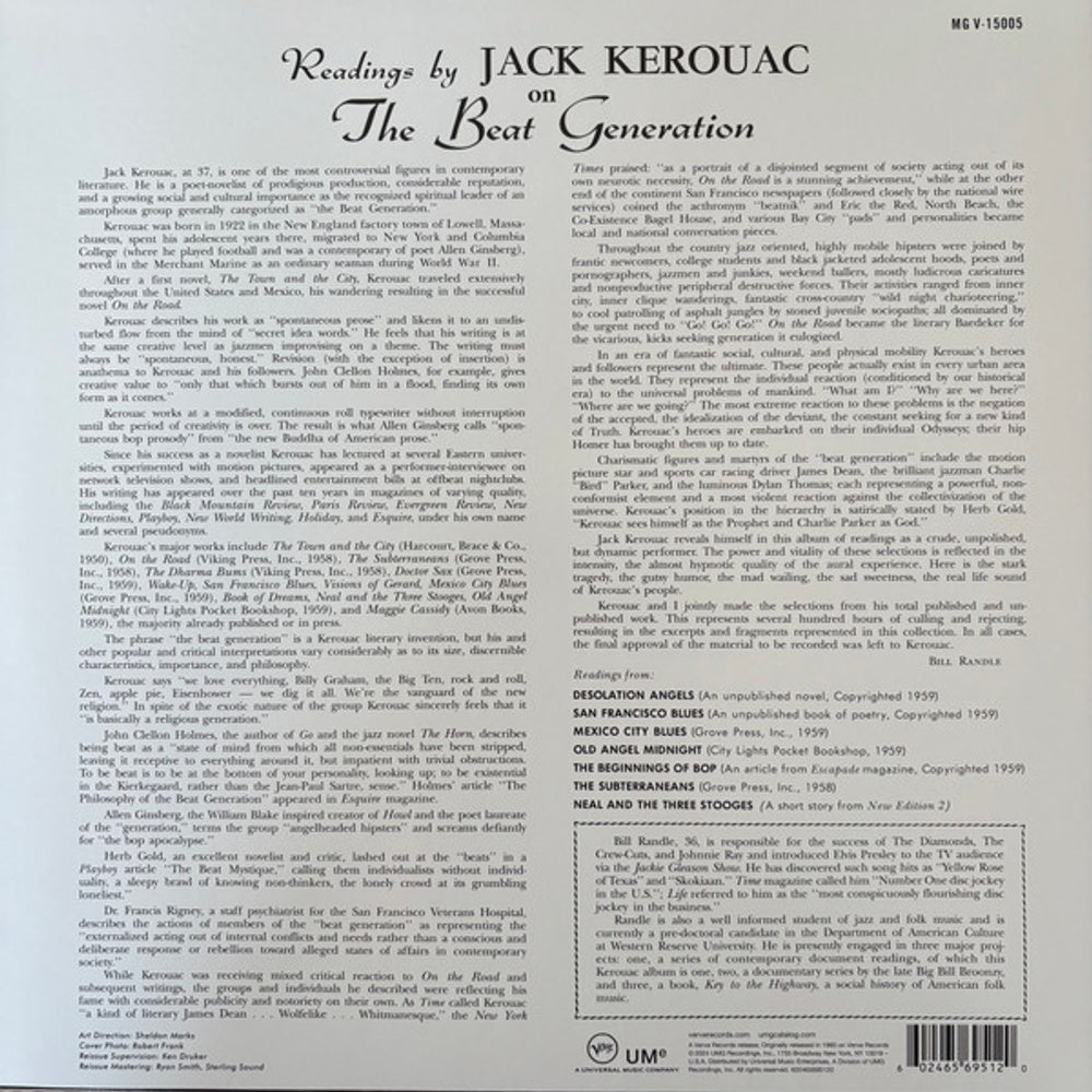 Jack Kerouac – Readings By Jack Kerouac On The Beat Generation (LP Vinyl)