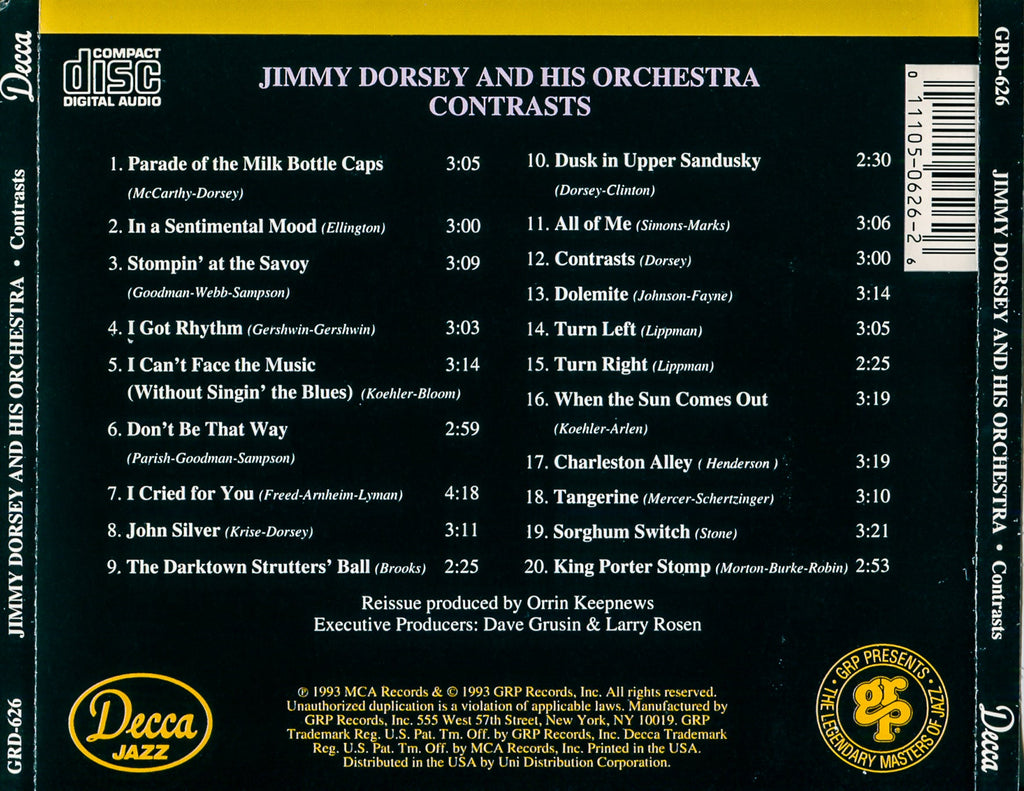 Jimmy Dorsey & His Orchestra – Contrasts (CD)