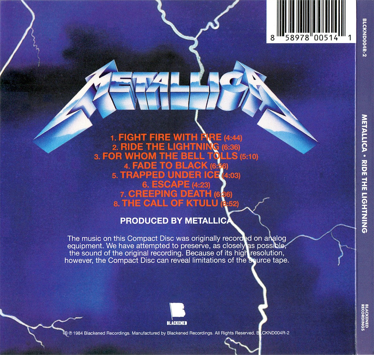 Metallica – Ride the Lightning (CD)