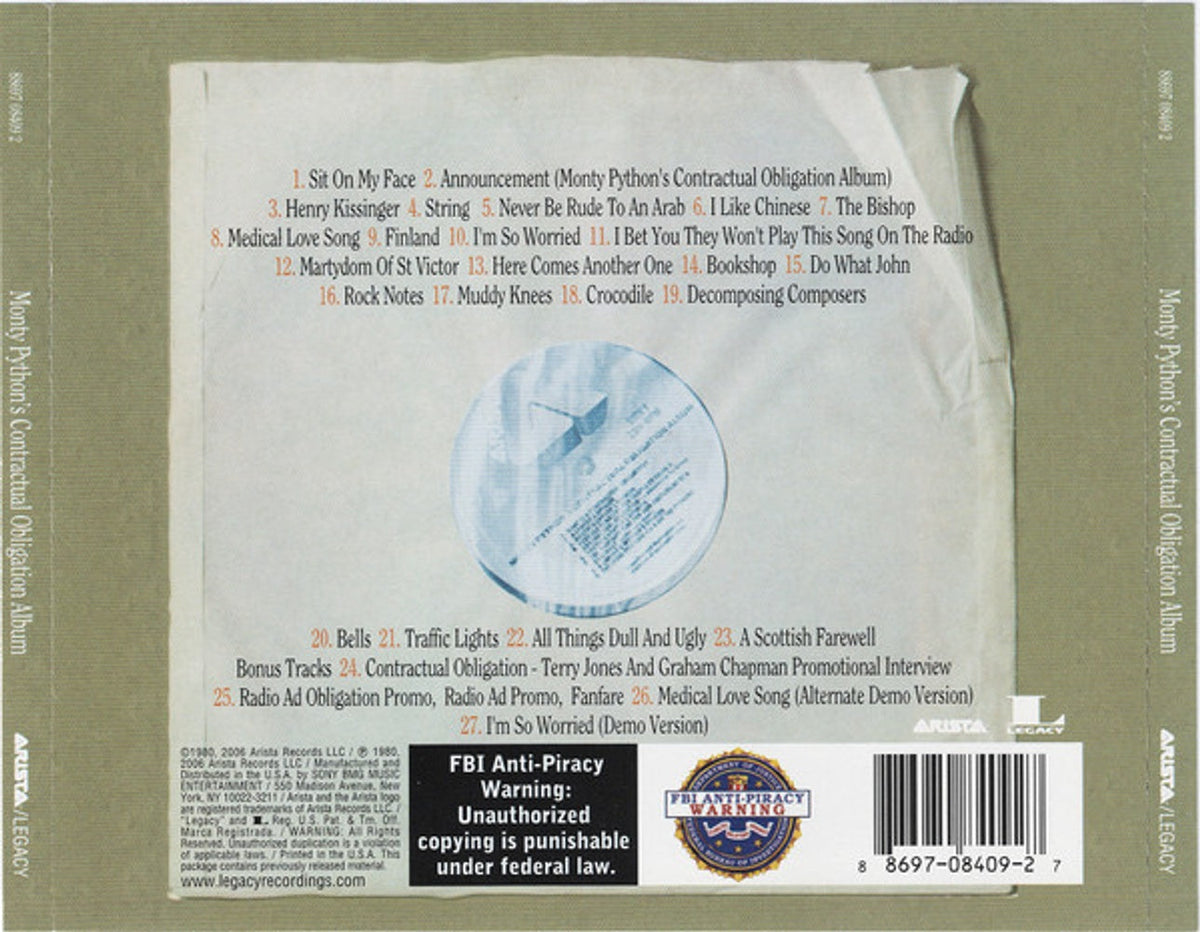 Monty Python – Monty Python's Contractual Obligation Album (CD)