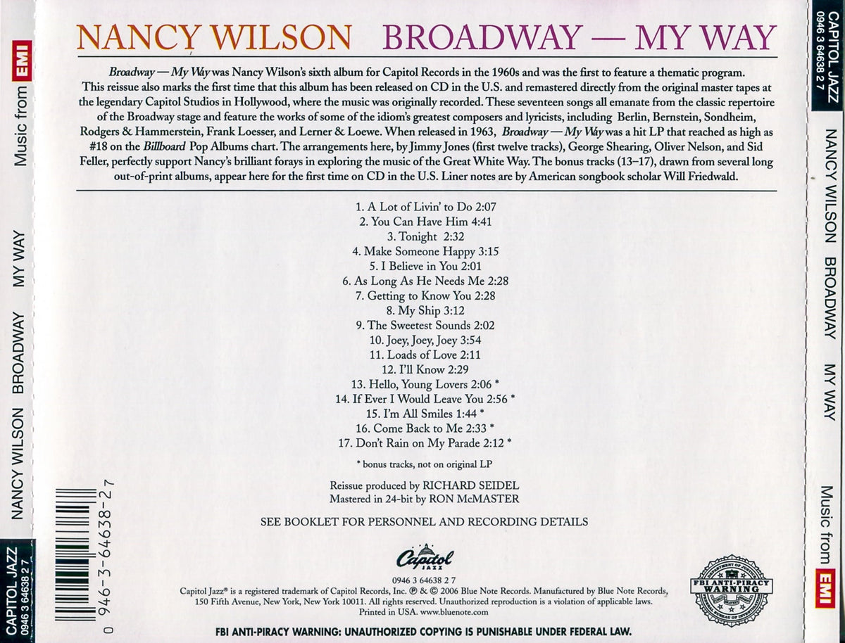 Nancy Wilson – Broadway My Way (CD)