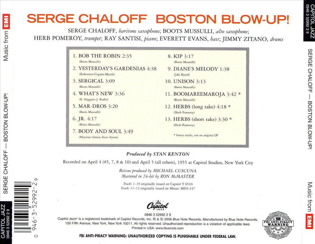 Serge Chaloff – Boston Blow Up (CD)