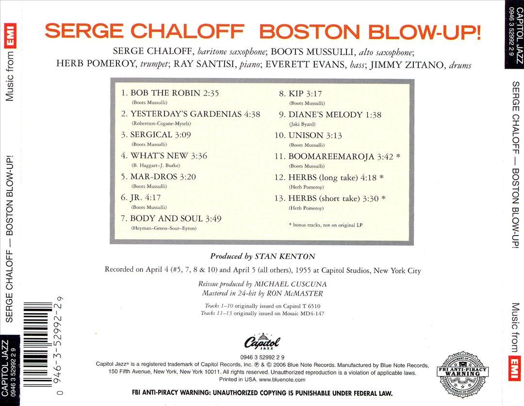 Serge Chaloff – Boston Blow Up (CD)