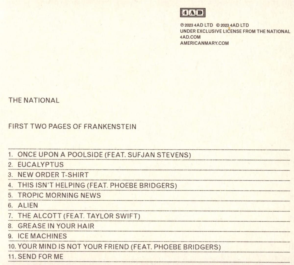 The National – First Two Pages of Frankenstein (CD)