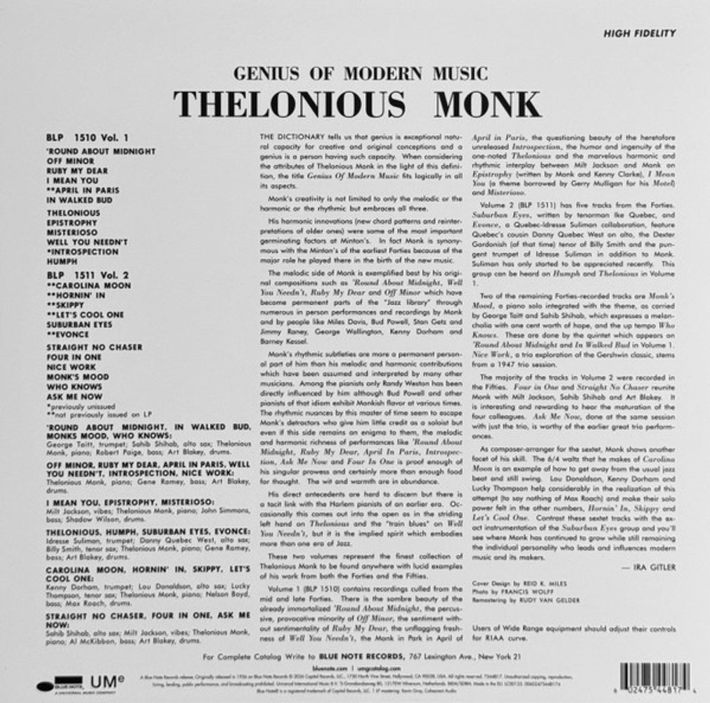 Thelonious Monk – Genius Of Modern Music Vol. 2 (LP Vinyl)