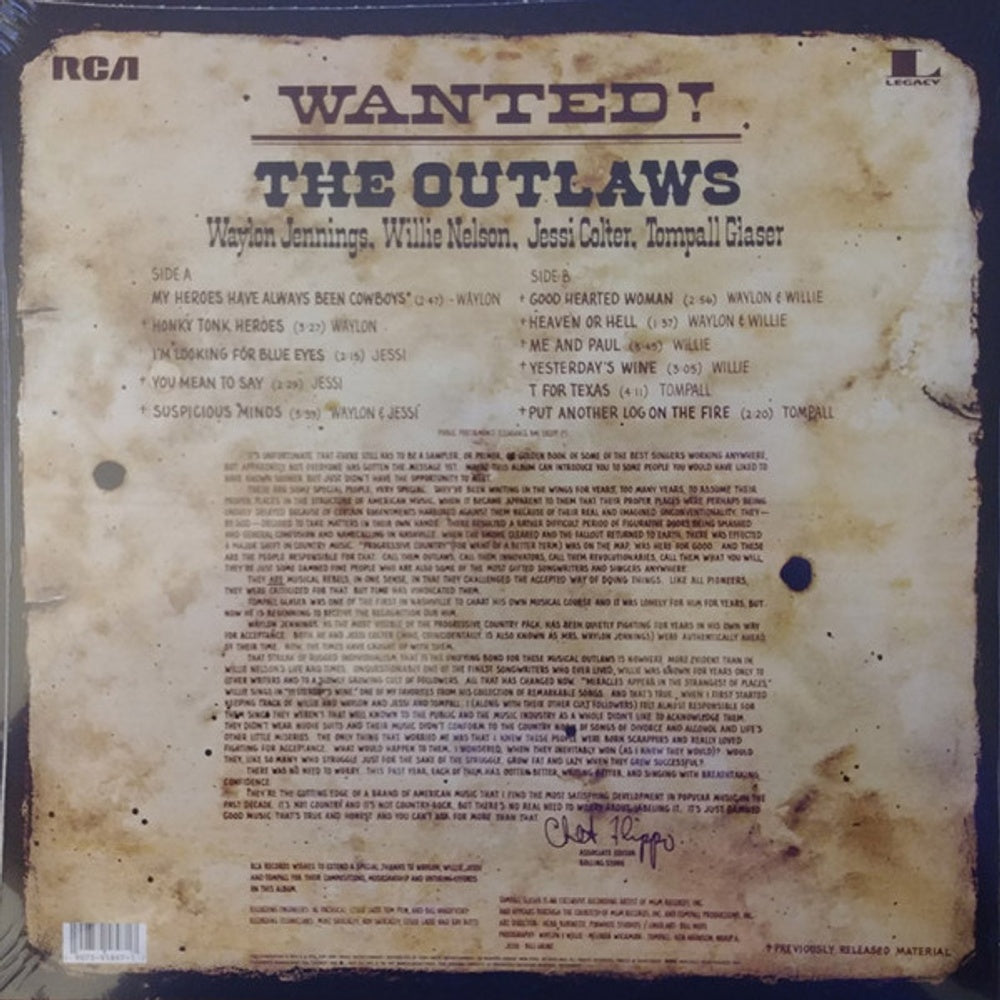 Waylon Jennings, Willie Nelson, & Jessi Colter – Wanted! The Outlaws (LP Vinyl)
