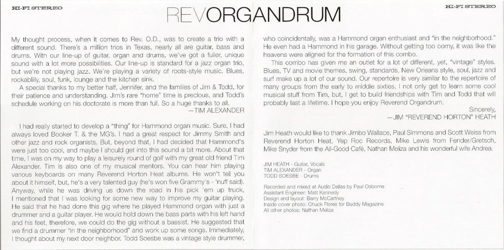 Reverend Organdrum – Hi-Fi Stereo (CD)