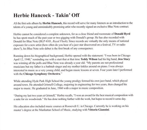 Herbie Hancock – Takin' Off (CD)