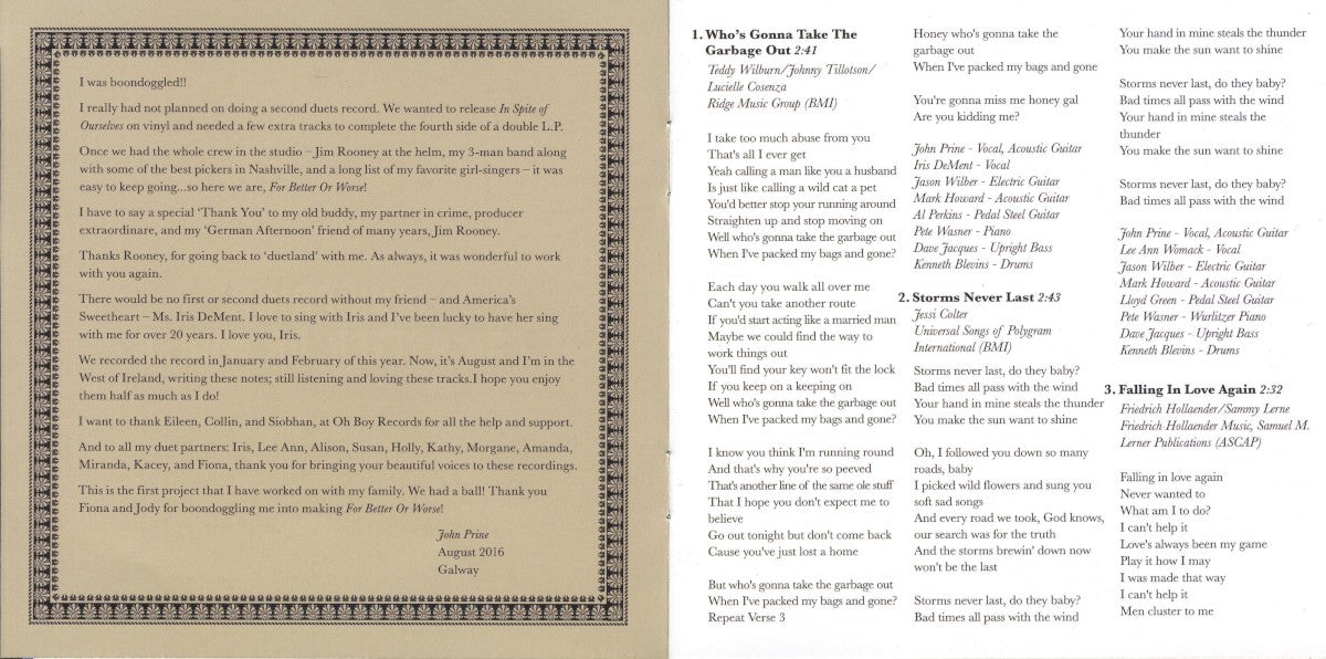 John Prine – For Better, Or Worse (LP Vinyl)
