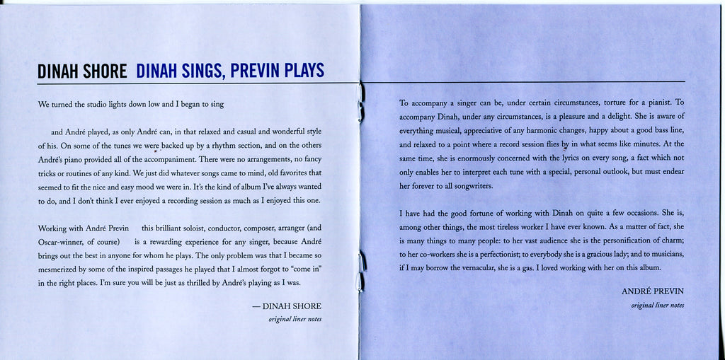 Dinah Shore – Dinah Sings Previn Plays (CD)