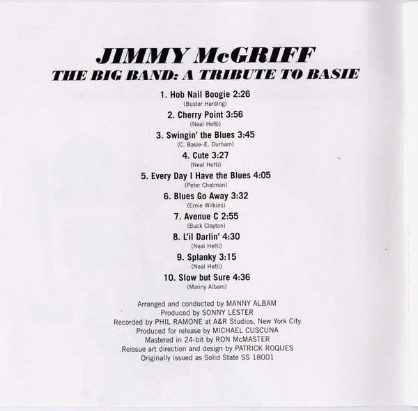 Jimmy McGriff – The Big Band: A Tribute to Basie (CD)