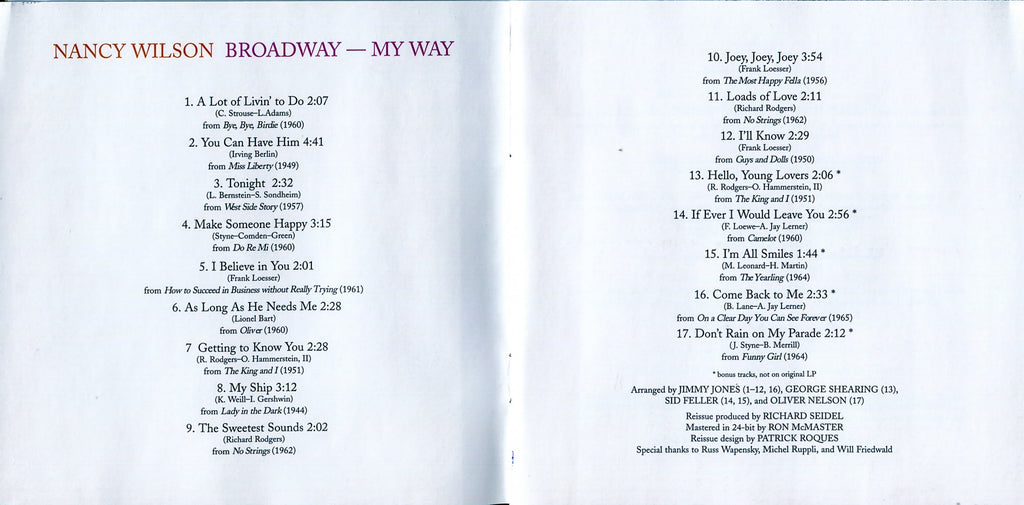 Nancy Wilson – Broadway My Way (CD)