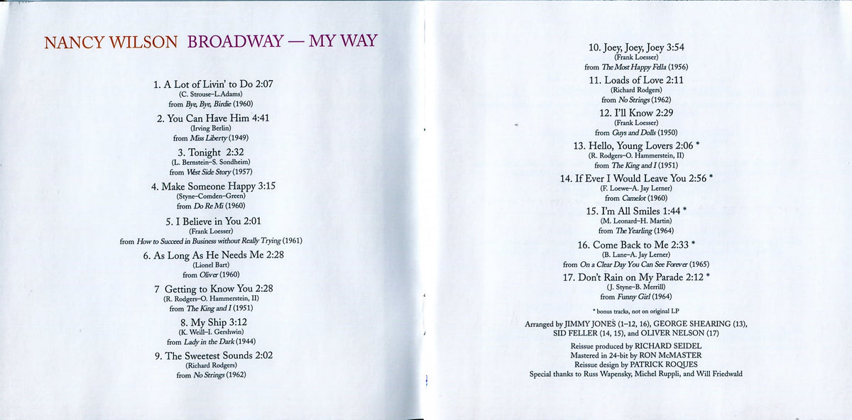Nancy Wilson – Broadway My Way (CD)