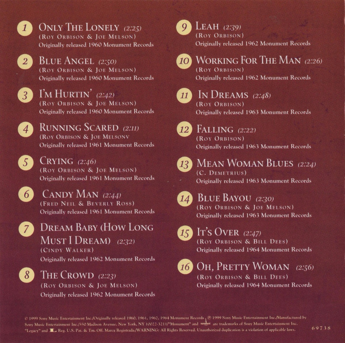 Roy Orbison – 16 Biggest Hits (CD)