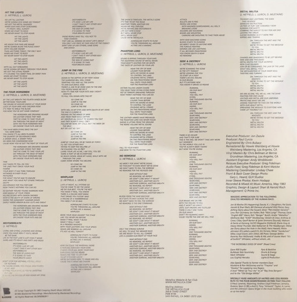 Metallica – Kill 'Em All: Remastered (LP Vinyl)