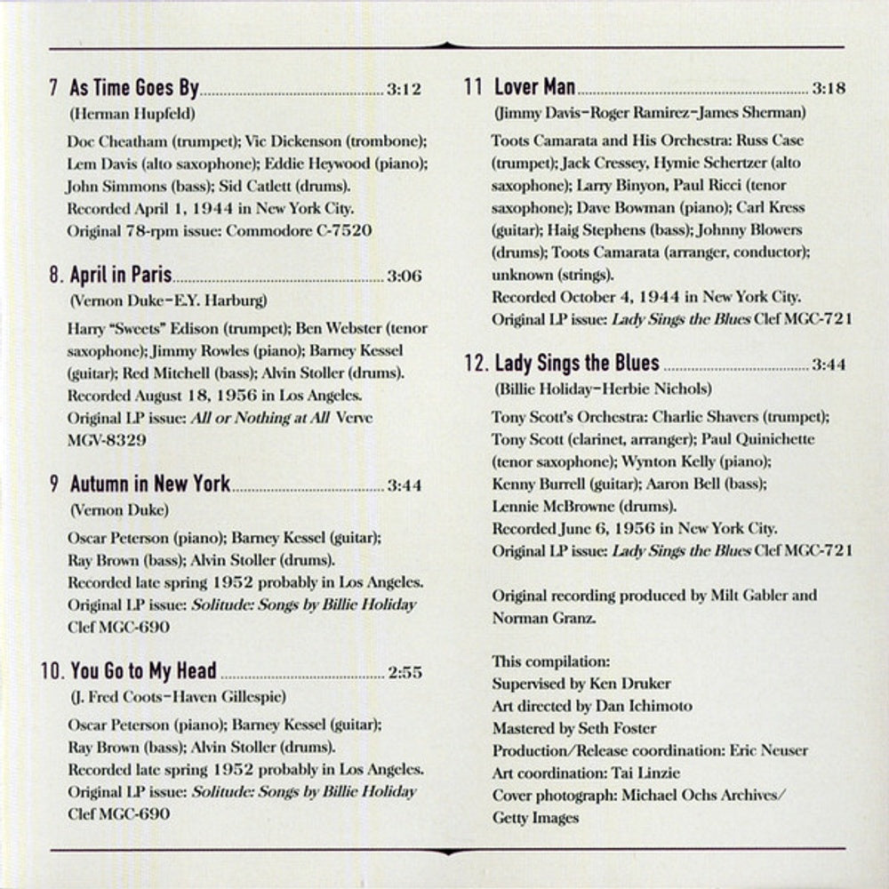 Billie Holiday – Great Women Of Song: Billie Holiday (CD)