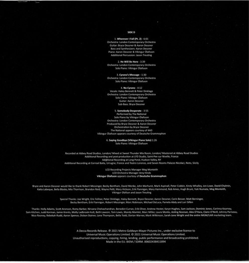 Bryce Dessner & Aaron Dessner – Cyrano: Original Motion Picture Soundtrack (2-LP Vinyl)