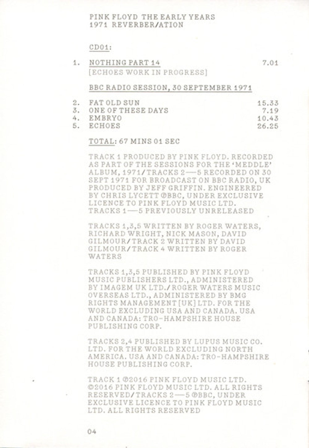 Pink Floyd – 1971 Reverber/Ation (CD + DVD + Blu-ray)