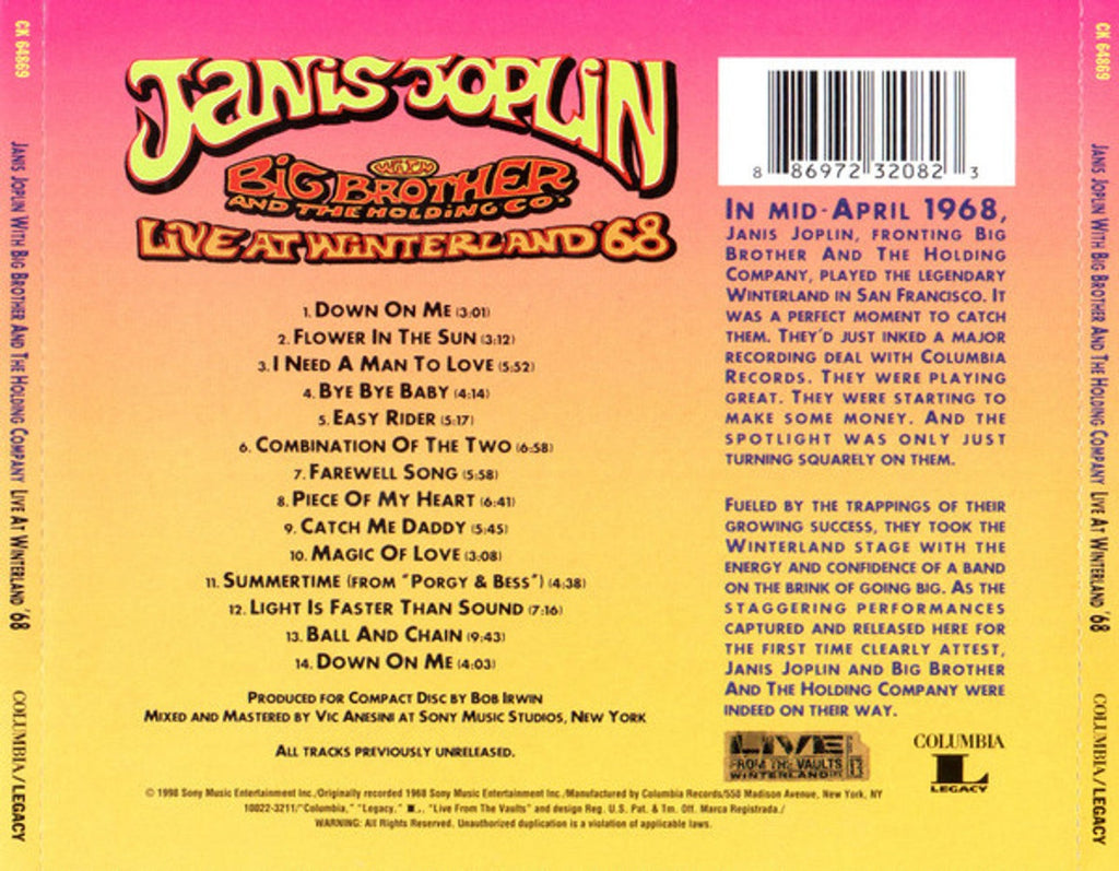 Janis Joplin – Live at Winterland 68 (CD)