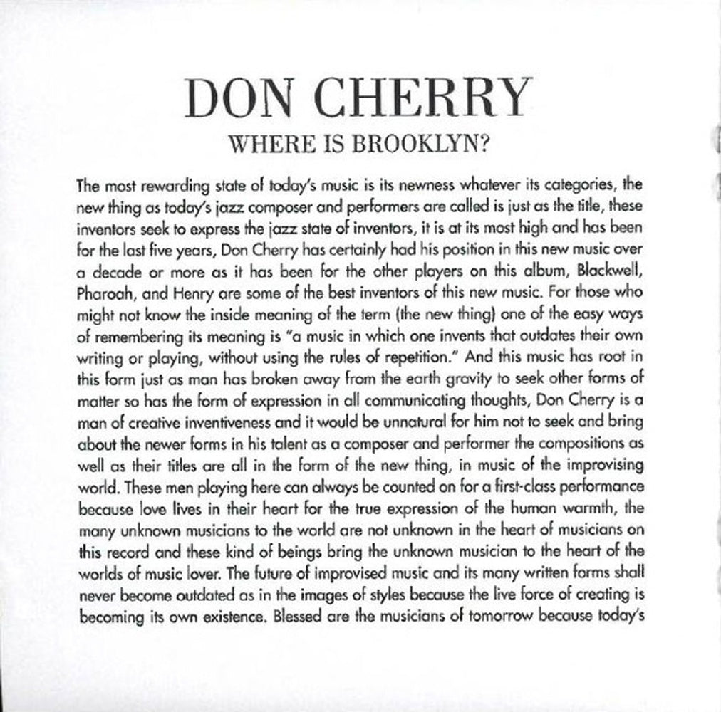 Don Cherry – Where Is Brooklyn? (CD)