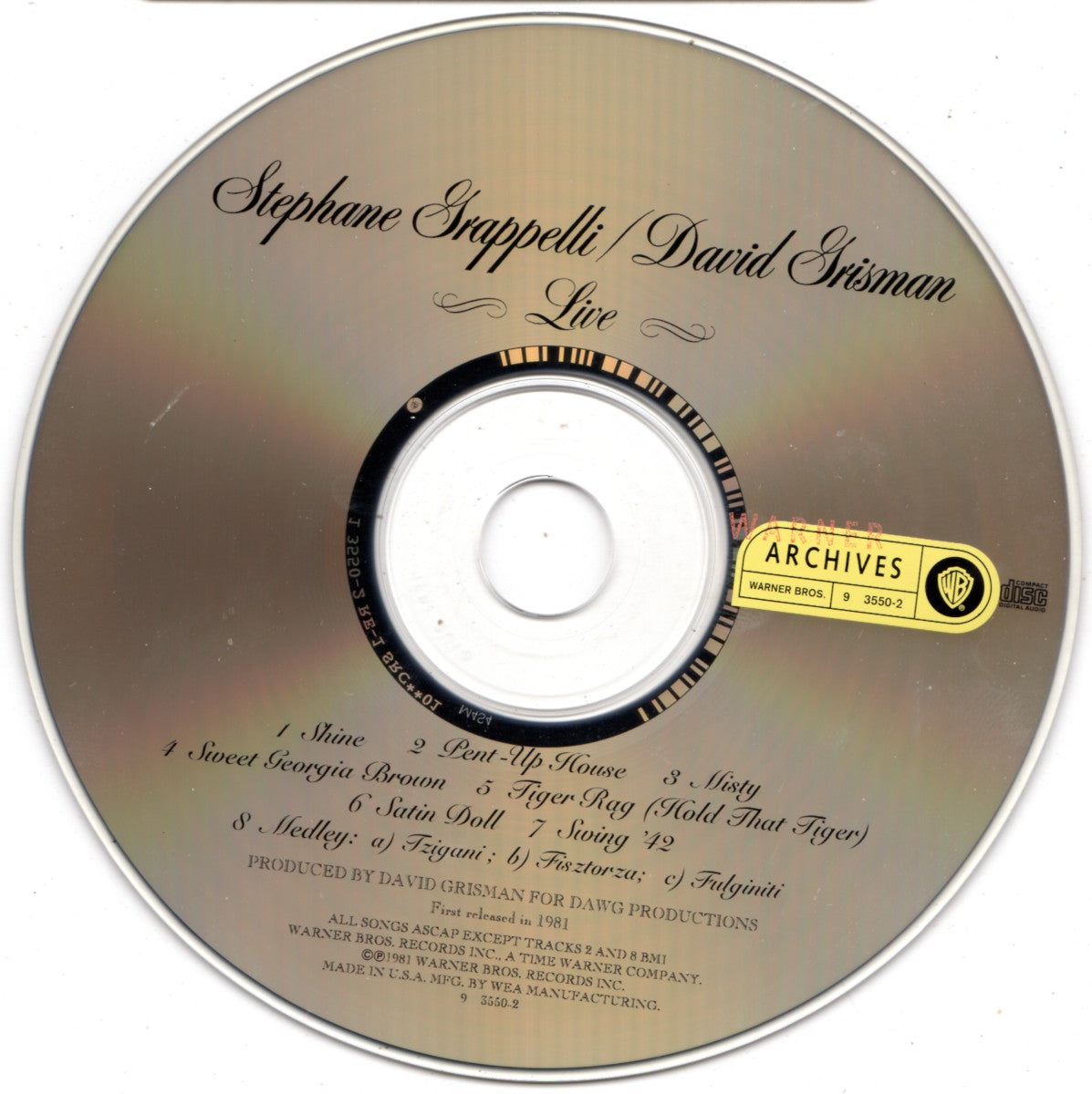 Stephane Grappelli & David Grisman – Live (CD)